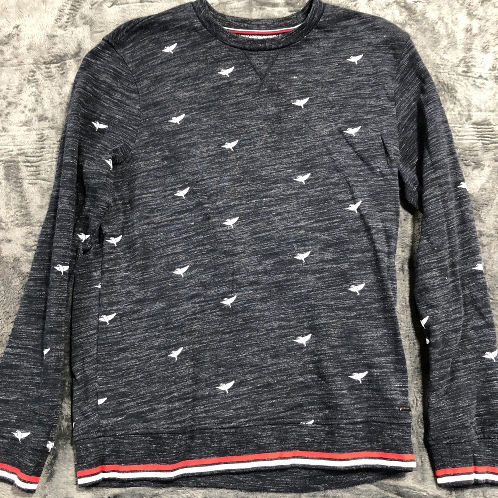 Cactus Man Sweatshirt Mens Large Grey Bird Print Space Dye Ricky‎ Singh Pullover